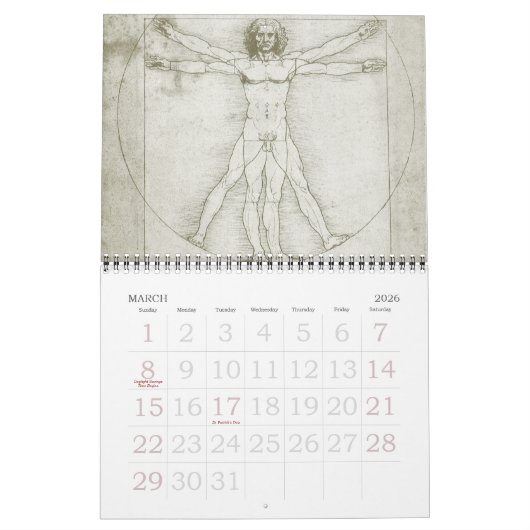 Leonardo da Vinci Fine Art en Sketches Kalender (Mar 2026)