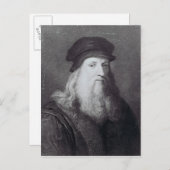 Leonardo da Vinci, gegraveerd door Raphael Briefkaart (Voorkant / Achterkant)