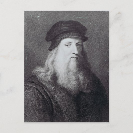 Leonardo da Vinci, gegraveerd door Raphael Briefkaart (Voorkant)