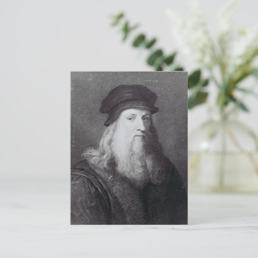 Leonardo da Vinci, gegraveerd door Raphael Briefkaart (Staand voorkant)