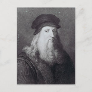 Leonardo da Vinci, gegraveerd door Raphael Briefkaart