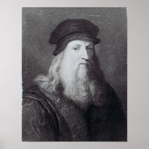 Leonardo da Vinci, gegraveerd door Raphael Poster