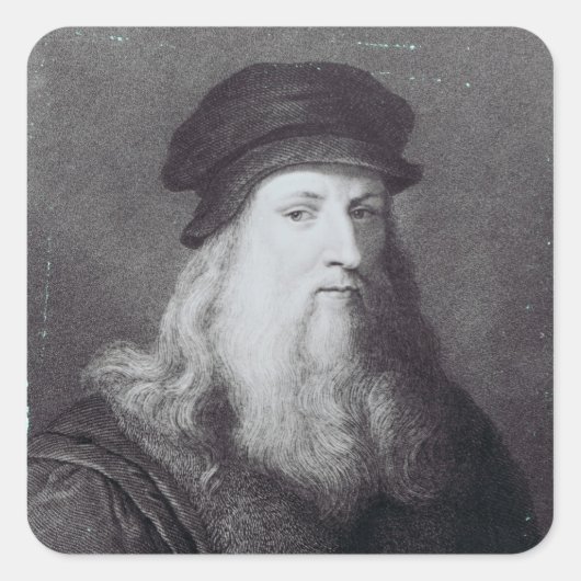 Leonardo da Vinci, gegraveerd door Raphael Vierkante Sticker (Voorkant)