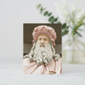 Leonardo da Vinci gekleurd met rozen panty's Briefkaart (Staand voorkant)