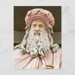 Leonardo da Vinci gekleurd met rozen panty's Briefkaart