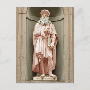 Leonardo da Vinci gekleurd met rozen panty's Briefkaart