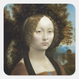 Leonardo Da Vinci Ginevra De' Benci Painting Vierkante Sticker
