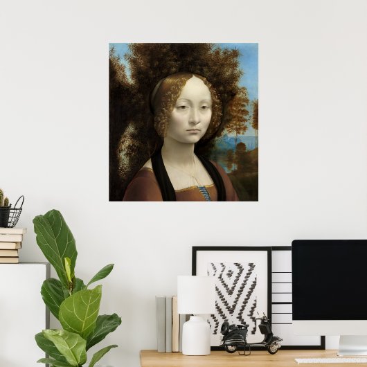 Leonardo da Vinci Ginevra de' Benci Wall Art Poster (Thuiskantoor)