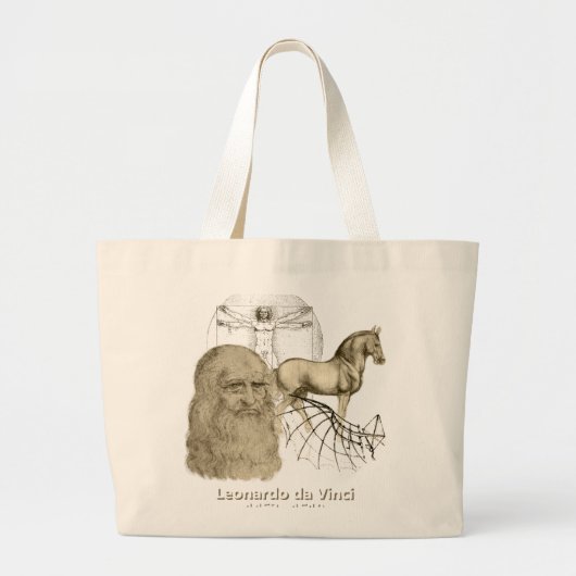 Leonardo da Vinci Grote Tote Bag (Voorkant)