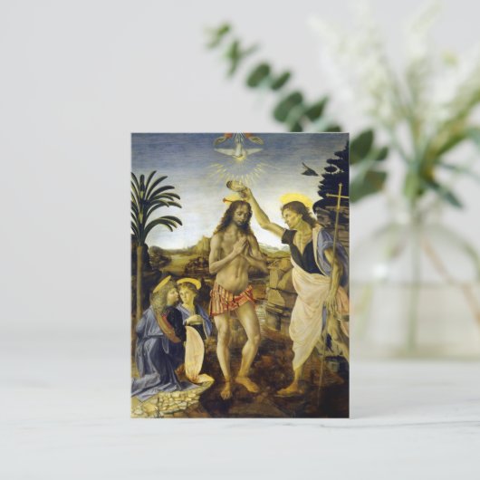 Leonardo da Vinci Het aptisme van Christus Briefkaart (Staand voorkant)