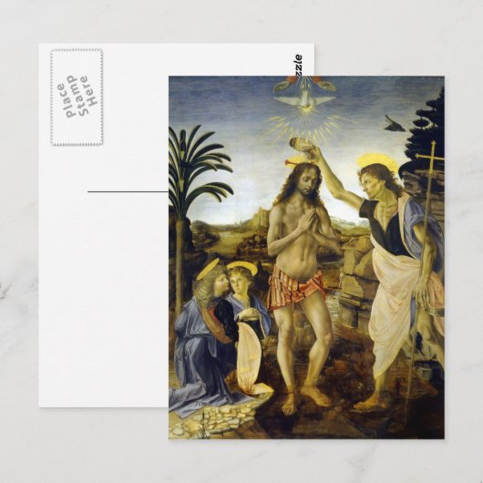 Leonardo da Vinci Het aptisme van Christus Briefkaart (Voorkant / Achterkant)