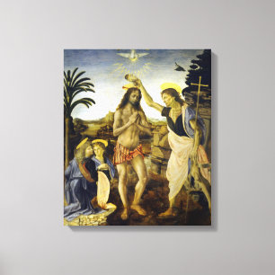Leonardo da Vinci Het aptisme van Christus Canvas Afdruk