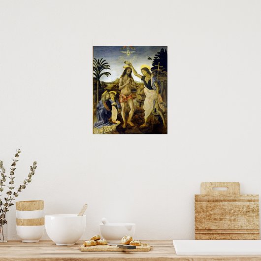 Leonardo da Vinci Het aptisme van Christus Poster (Keuken)