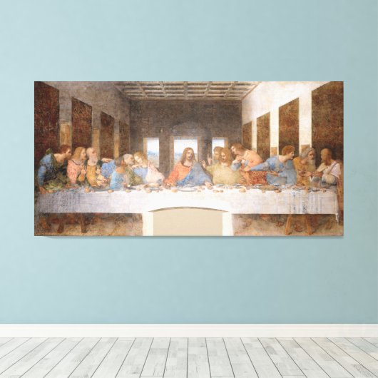 Leonardo da Vinci - Het laatste avondmaal Canvas Afdruk (Insitu (Houten vloer))