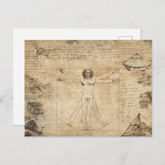Leonardo Da Vinci Het Man van Vitruvian Briefkaart (Voorkant / Achterkant)