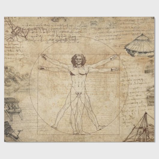 Leonardo Da Vinci Het Man van Vitruvian Cadeaupapier (Vlak)