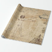 Leonardo Da Vinci Het Man van Vitruvian Cadeaupapier (Uitgerold)