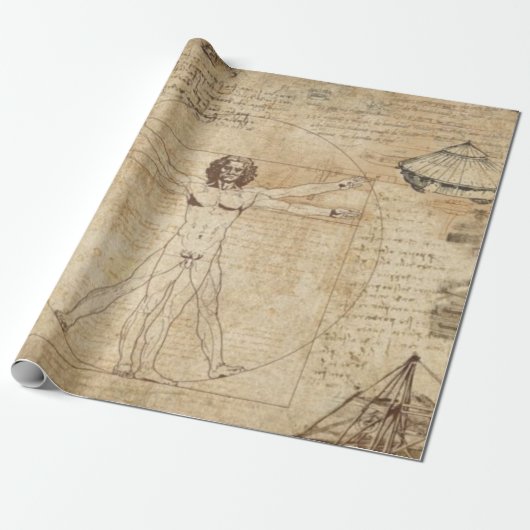Leonardo Da Vinci Het Man van Vitruvian Cadeaupapier (Uitgerold)