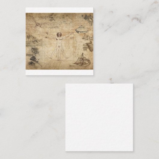 Leonardo Da Vinci Het Man van Vitruvian Vierkante Visitekaartje (Voorkant / Achterkant)