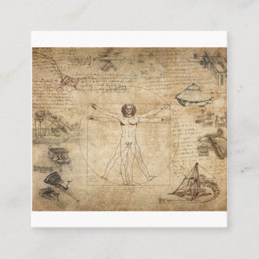 Leonardo Da Vinci Het Man van Vitruvian Vierkante Visitekaartje (Voorkant)