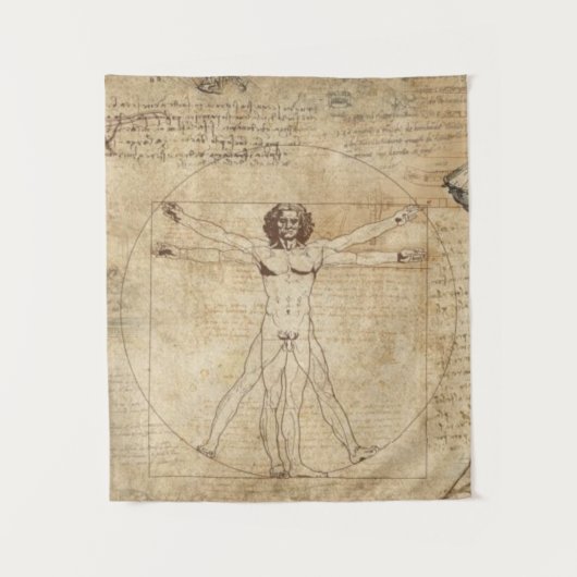 Leonardo Da Vinci Het Man van Vitruvian Wandkleed (Voorkant)