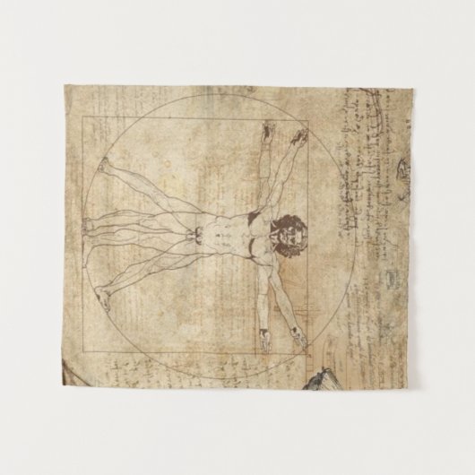 Leonardo Da Vinci Het Man van Vitruvian Wandkleed (Voorkant (horizontaal))