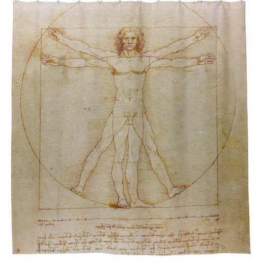 Leonardo Da Vinci, het Vitruviaanse Man, Renaissan Douchegordijn (Voorkant)