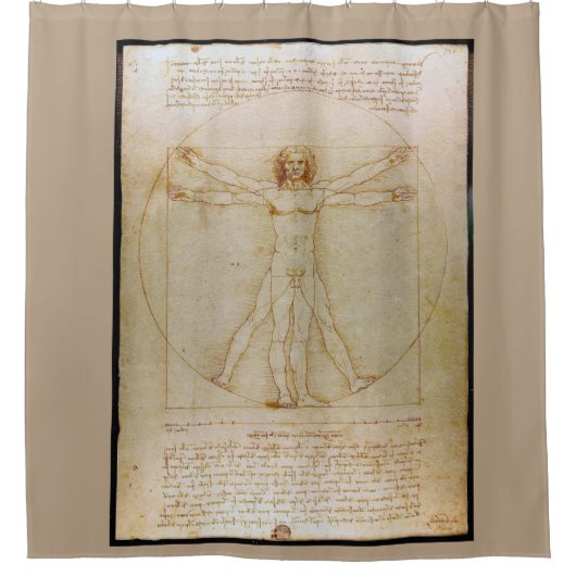 Leonardo Da Vinci, het Vitruviaanse Man, Renaissan Douchegordijn (Voorkant)