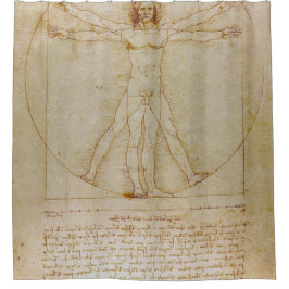 Leonardo Da Vinci, het Vitruviaanse Man, Renaissan Douchegordijn