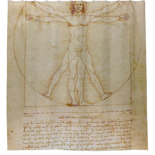 Leonardo Da Vinci, het Vitruviaanse Man, Renaissan Douchegordijn (Voorkant)