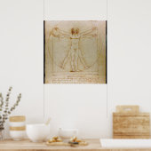 Leonardo Da Vinci, het Vitruviaanse Man, Renaissan Poster (Keuken)