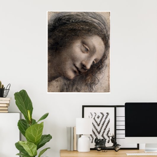 Leonardo da Vinci Hoofd van de Maagd Poster (Thuiskantoor)