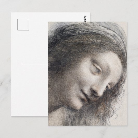 Leonardo da Vinci Hoofd van de Maagd Schets Kunst Briefkaart (Voorkant / Achterkant)