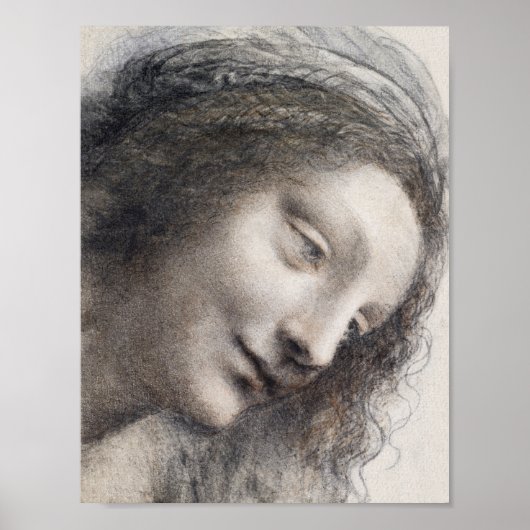 Leonardo da Vinci Hoofd van de Maagd Schets Kunst Poster (Voorkant)
