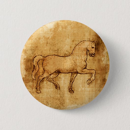 Leonardo Da Vinci Horse Art Ronde Button 5,7 Cm (Voorkant)