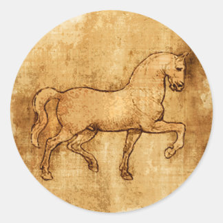 Leonardo Da Vinci Horse Art Ronde Sticker