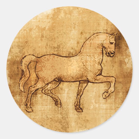 Leonardo Da Vinci Horse Art Ronde Sticker (Voorkant)