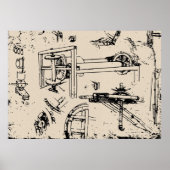 Leonardo da Vinci Inventions Drawing Poster (Voorkant)