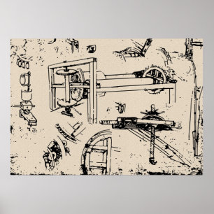 Leonardo da Vinci Inventions Drawing Poster