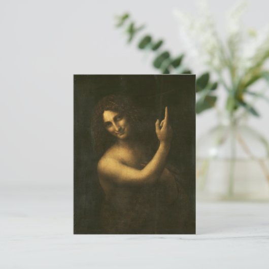 Leonardo da Vinci - Johannes de Doper Schilderij Briefkaart (Staand voorkant)