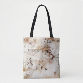 Leonardo da Vinci Katte Schets Boodschappentas Tote Bag