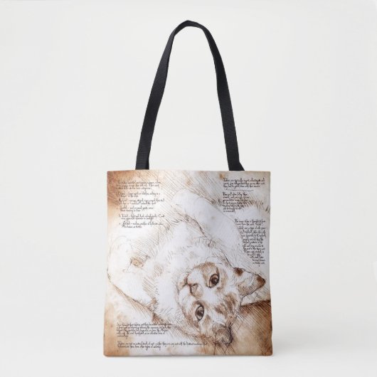 Leonardo da Vinci Katten Schets Boodschappentas Tote Bag (Voorkant)