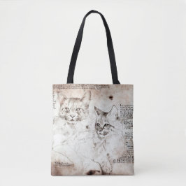 Leonardo da Vinci Kattenschets Boodschappentas Tote Bag