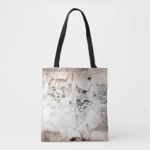 Leonardo da Vinci Kattenschets Canvas tas
