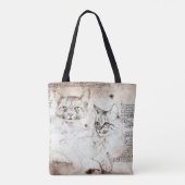 Leonardo da Vinci Kattenschets Canvas tas (Achterkant)