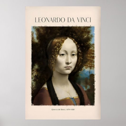 Leonardo da Vinci Kunstprint - Ginevra de Benci Poster (Voorkant)