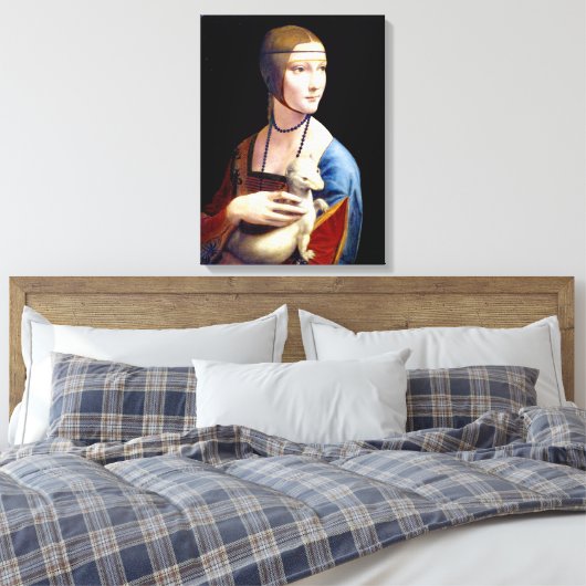 Leonardo da Vinci Lady met een Ermine Canvas Afdruk (Insitu (Slaapkamer))