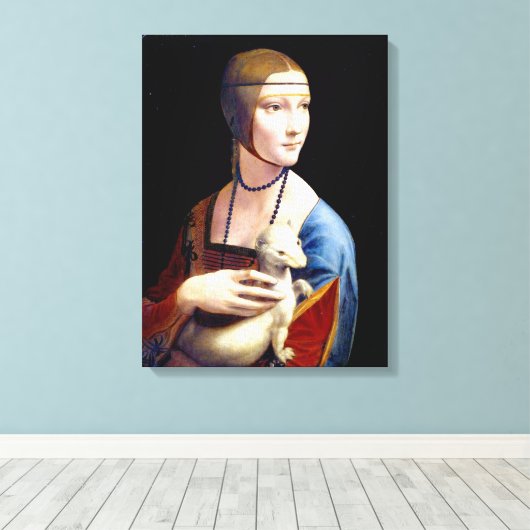 Leonardo da Vinci Lady met een Ermine Canvas Afdruk (Insitu (Houten vloer))