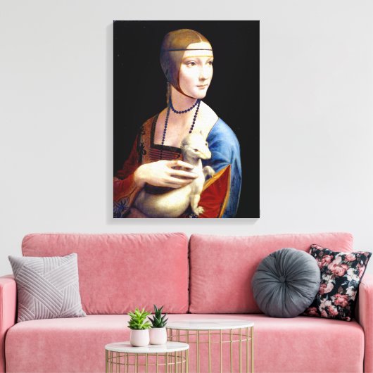 Leonardo da Vinci Lady met een Ermine Canvas Afdruk (Insitu (Woonkamer))