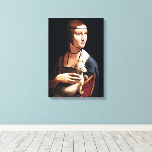 Leonardo Da Vinci Lady met een Ermine Canvas Wrap (Insitu (Houten vloer))